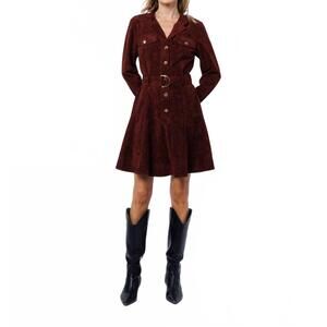 NEW CIEBON laurie belted mini dress in brown wine